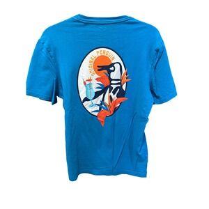 Original Penguin Mens Blue Tropical Graphic T-Shirt Small Short Sleeve Cotton
